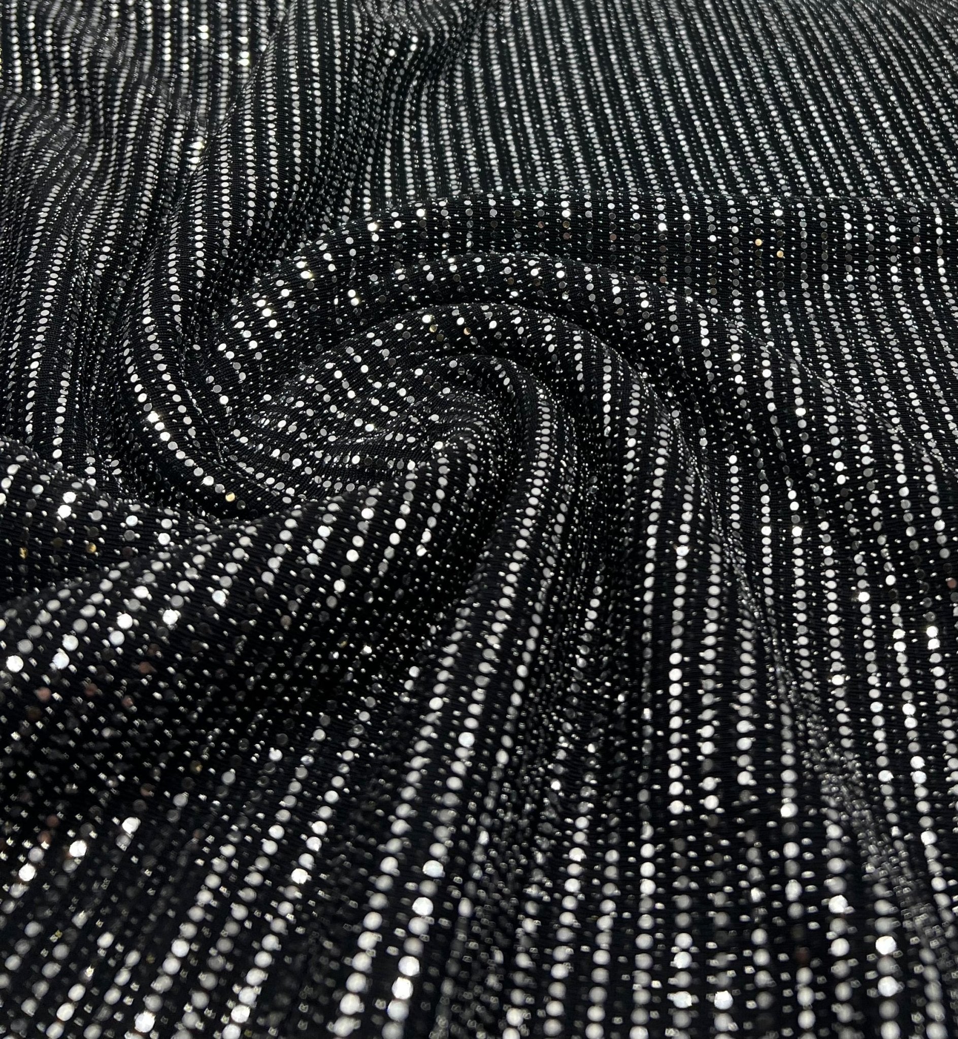 Silver Sequin Nylon Metallic Sparkle Stretch Fabric - T9 Fabrics